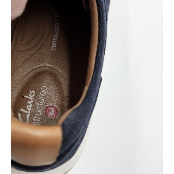 Clarks Unstructured Women Un Maui Lace Up Navy Flat Textile Sneaker Shoes Size 7 - Picture 7 of 9
